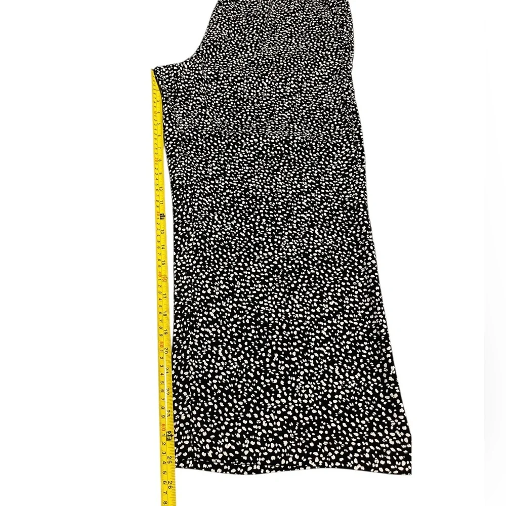 Loft Pull On Black And White Speckled Cropped Wide Leg Pant Size Large